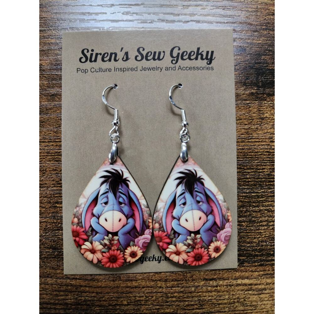 Eeyore Floral Earrings Winnie the Pooh Disney - Picture 3 of 3